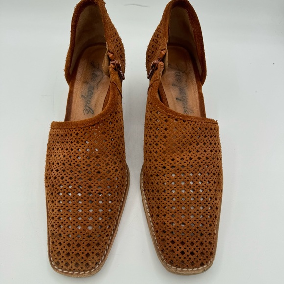 Free People Pandora D Orsay Laser Cut Out Brown Suede Shoe Boot Boho - Picture 7 of 14